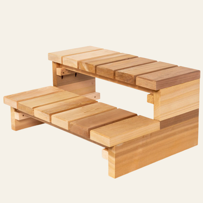 2-Tier Cedar Steps with Straight Top Tread