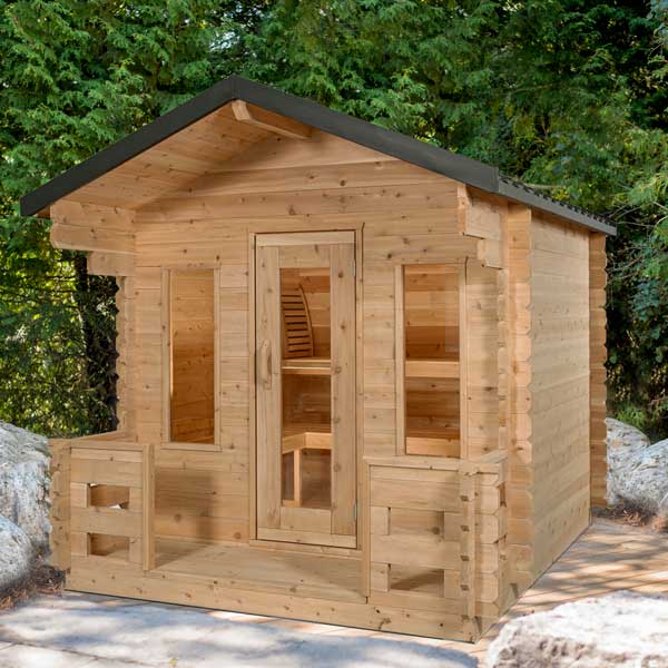 Georgian Cabin Sauna with Porch – Wood-Burning