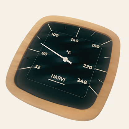 Narvi Black Thermometer – Wall-Mounted